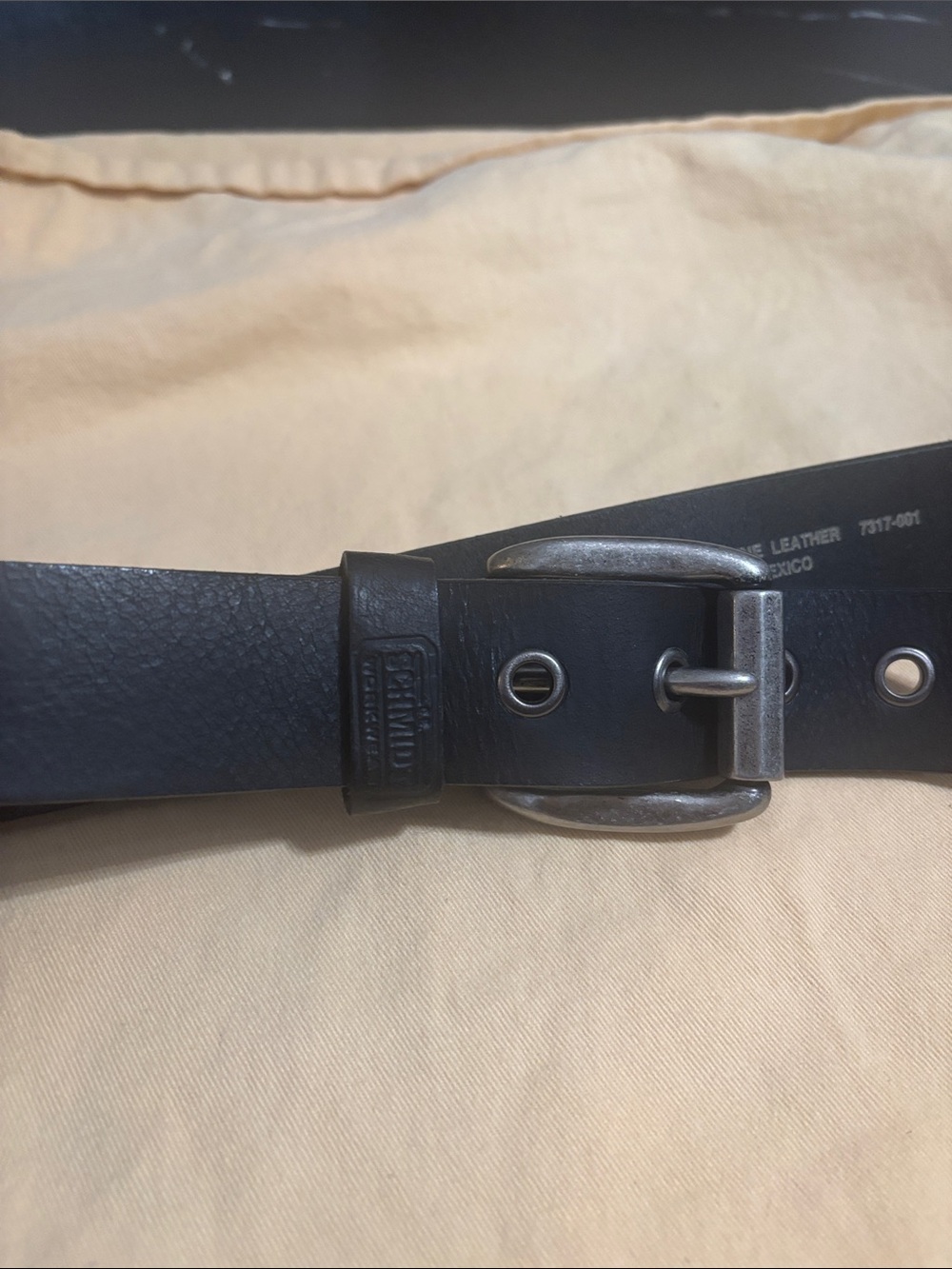 Schmidt Men's Black Leather Belt with Metal Buckle